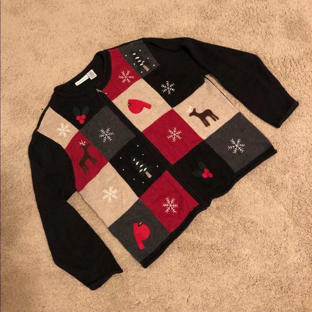 Croft & Barrow zip front holiday cardigan